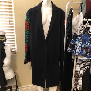 😍History Repeats Wool detailed embroidered/patch overcoat 46 Navy